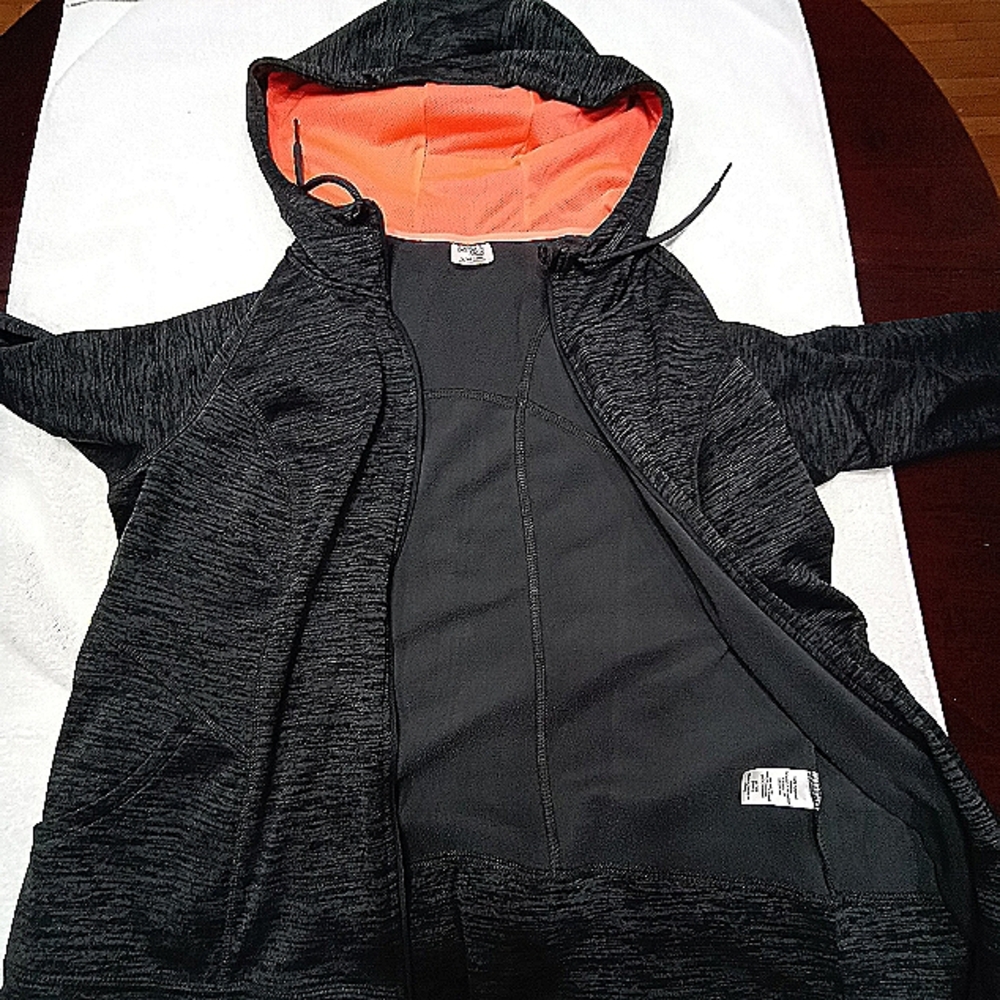 DANSKIN NOW ZIP UP HOODED JACKET CHARCOAL SIZE 1X(16)